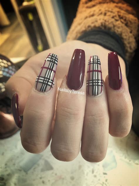 burberry nails coffin|burberry style nails.